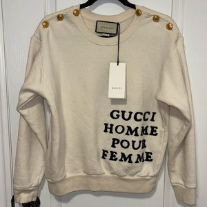 Gucci Women's Ivory Homme Pour Femme Sweatshirt oversized